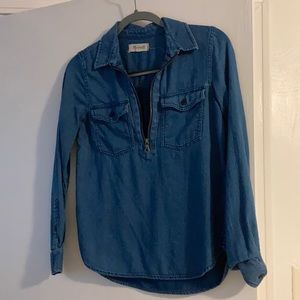 Madewell zip front denim shirt